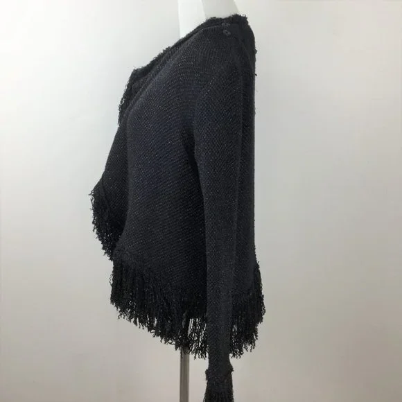 NWT Zara Studio Black Metallic Fringe Cardigan s - Picture 4 of 9